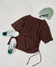 ＜カシミヤ入り＞ガーセフライス ルーズボートネック 半袖Ｔシャツ