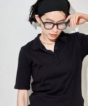 ＜カシミヤ入り＞ ガーゼフライス 5分袖 ポロTシャツ