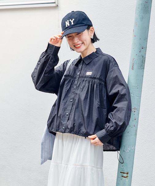 Super Light Nylon ショートギャザーシャツ＜セットアップ対応＞