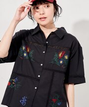 インド パッチワーク刺繍シャツ