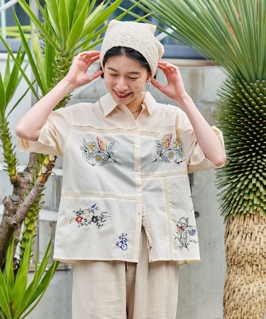インド パッチワーク刺繍シャツ