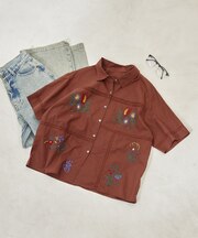 インド パッチワーク刺繍シャツ