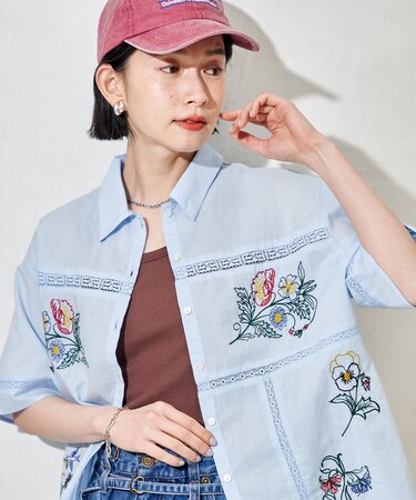 インド パッチワーク刺繍シャツ