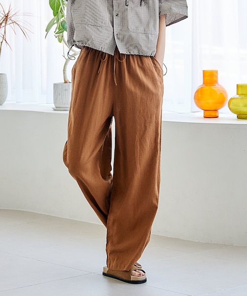 リネンブレンド イージーパンツ<セットアップ対応>