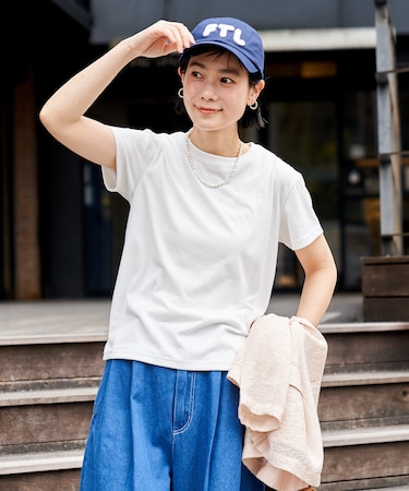 <汗ジミ防止>天竺コンパクトTシャツ/遮熱/UVカット