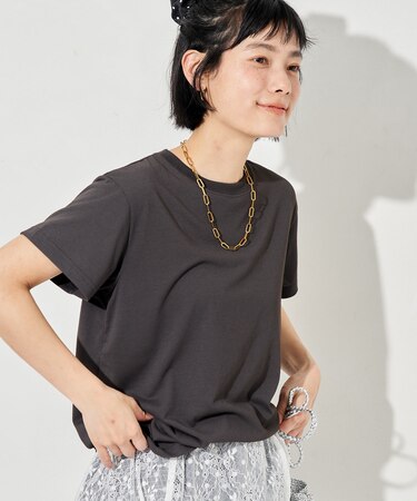 <汗ジミ防止>天竺コンパクトTシャツ/遮熱/UVカット