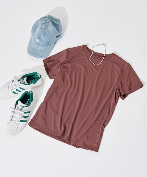 <汗ジミ防止>天竺コンパクトTシャツ/遮熱/UVカット