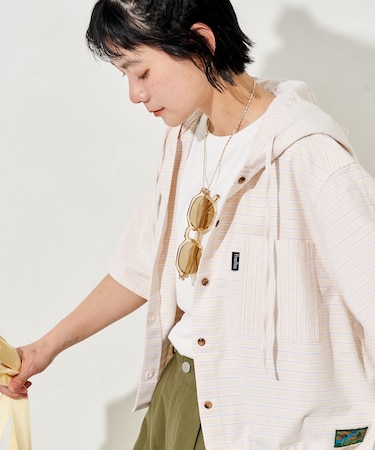 別注 ボーダーフード半袖シャツ