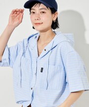 別注 ボーダーフード半袖シャツ