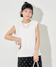 <汗ジミ防止>天竺ノースリーブTシャツ/遮熱/UVカット