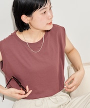 ＜汗ジミ防止＞天竺ノースリーブTシャツ/遮熱/UVカット