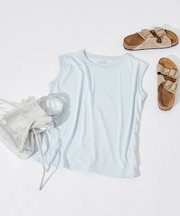 ＜汗ジミ防止＞天竺ノースリーブTシャツ/遮熱/UVカット