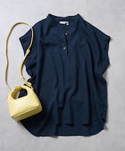 リネンブレンド スキッパーブラウス<セットアップ対応>