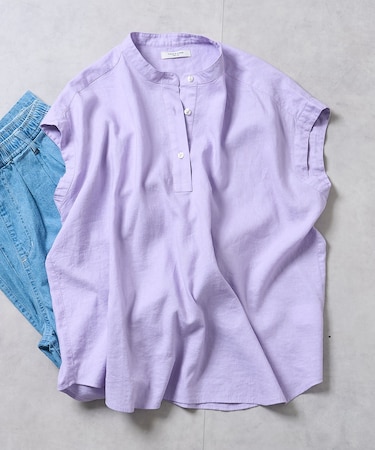 リネンブレンド スキッパーブラウス＜セットアップ対応＞