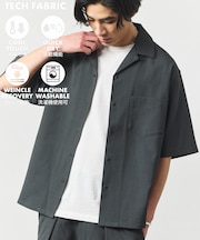 【新色追加】速乾素材 リラックスフィット オープンカラーシャツ ショートスリーブ  リネン風