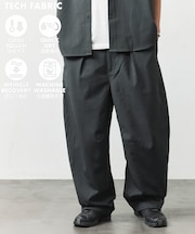 【新色追加】速乾素材 リラックスフィット カーブ シルエット オーバーパンツ リネン風 ホームケア