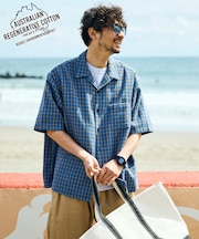 AUSTRALIAN COTTON オープンカラー チェックシャツ ショートスリーブ