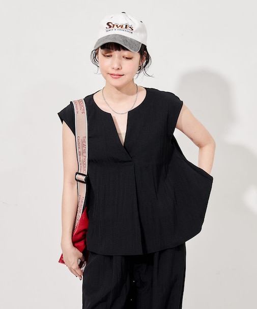 【セットアイテム】 SUMMERCOOL スキッパーブラウスセットアップ/接触冷感