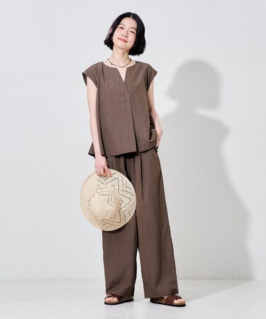 【セットアイテム】 SUMMERCOOL スキッパーブラウスセットアップ/接触冷感