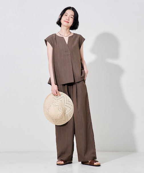 【セットアイテム】 SUMMERCOOL スキッパーブラウスセットアップ/接触冷感