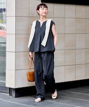 【セットアイテム】 SUMMERCOOL スキッパーブラウスセットアップ/接触冷感