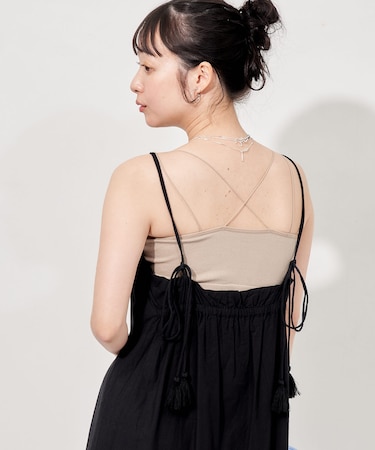 インド バックオープン バルーンキャミワンピース