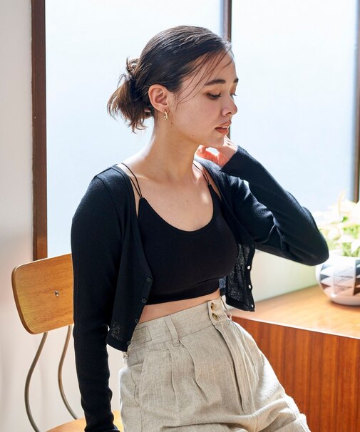 デザインストレッチ カップ付きキャミソール