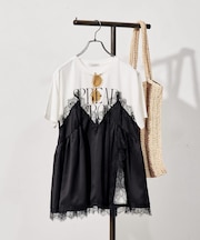 レースキャミ ドッキングTシャツ