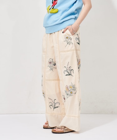 インド パッチワーク刺繍 イージーパンツ＜セットアップ対応＞