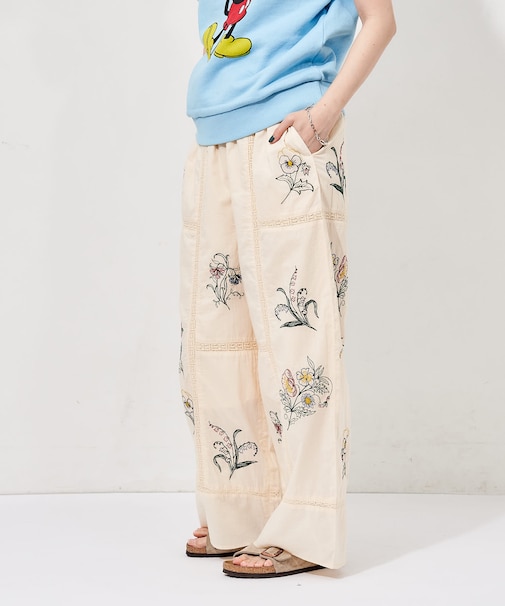 インド パッチワーク刺繍 イージーパンツ＜セットアップ対応＞