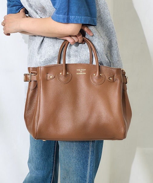 EMBOSSED LEATHER BELTED TOTE S