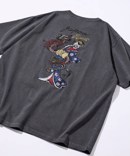 【ブラック】インディゴ鹿の子地 モノグラム半袖Tシャツ LACOSTE（ラコステ） tシャツ インディゴ鹿の子地 モノグラム半袖T