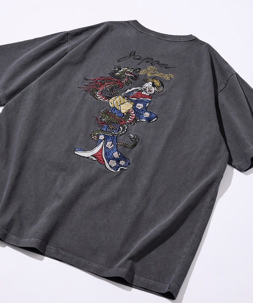 別注 バック 刺繍デザイン Tシャツ/ヴィンテージライク