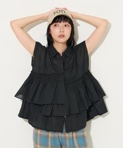 インドボイル アシメフリルブラウス