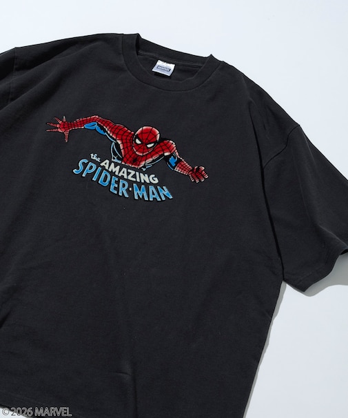 MARVEL/マーベル スパイダーマン クルーネックTシャツ / 静電フロッキー加工