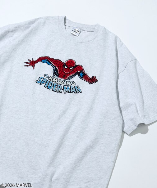 MARVEL/マーベル スパイダーマン クルーネックTシャツ / 静電フロッキー加工