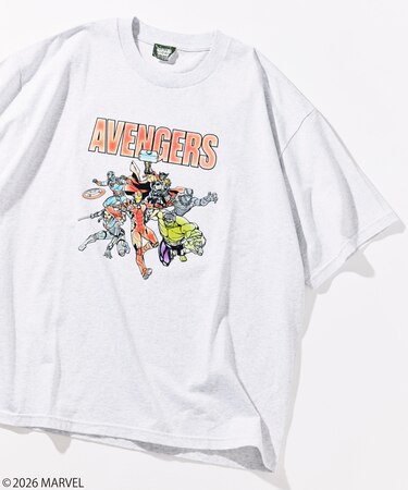 MARVEL/マーベル アベンジャーズ クルーネックTシャツ / 静電フロッキー加工