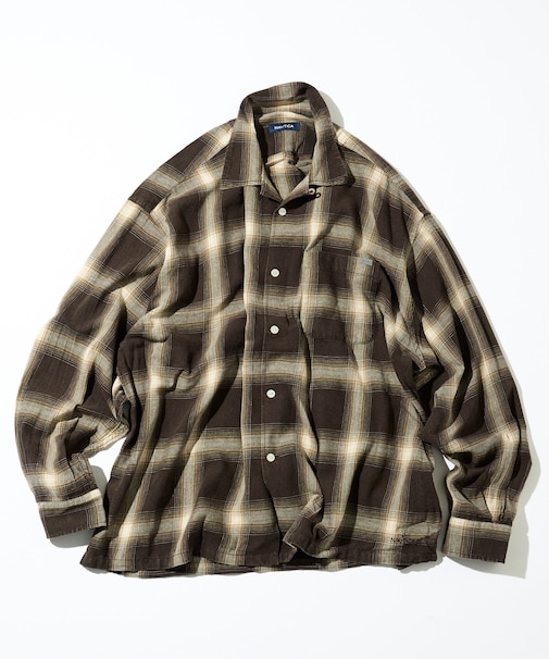 ブリーチ オンブレ L/S オープンカラーチェックシャツ