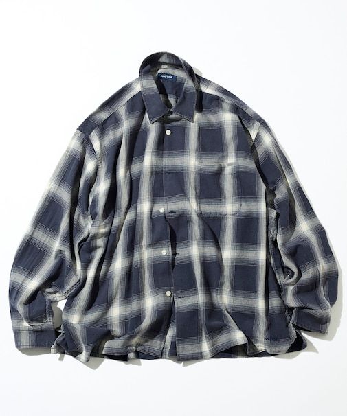 ブリーチ オンブレ L/S オープンカラーチェックシャツ