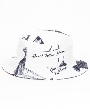 OCEAN総柄 マドラスチェック リバーシブル ハット