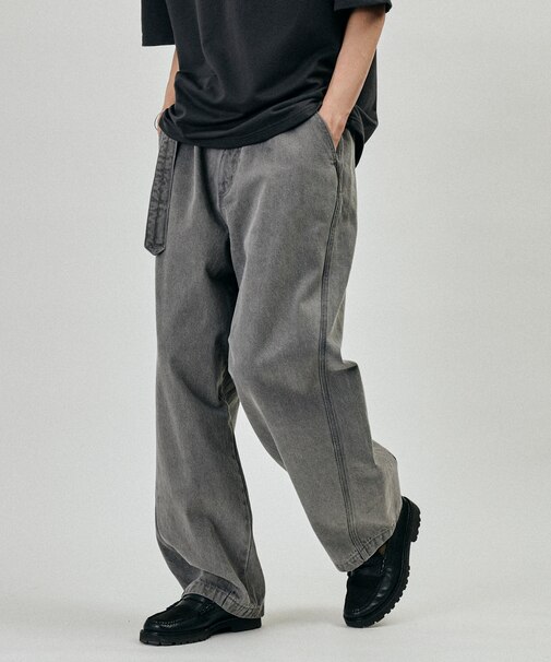 BELTED WIDE DENIM