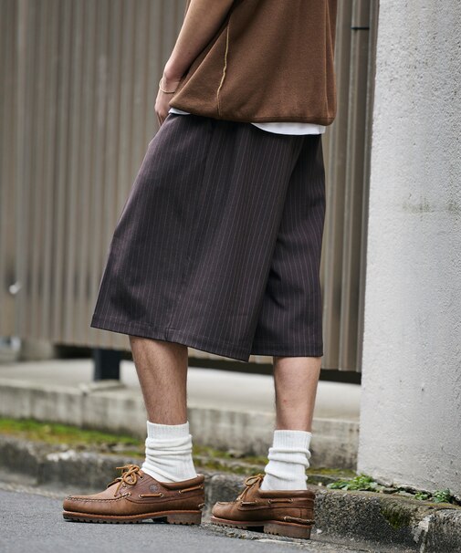 1タック バギーシルエット スラックス ショートパンツ