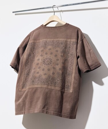HAV-A-HANK×FREAK'S STORE/ハバハンク 別注 バックプリント バンダナデザイン ピグメント クルーネックTシャツ