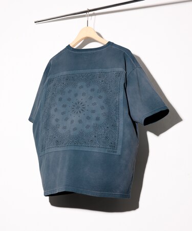 HAV-A-HANK×FREAK'S STORE/ハバハンク 別注 バックプリント バンダナデザイン ピグメント クルーネックTシャツ