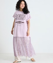 Tシャツ レースドッキング ワンピース