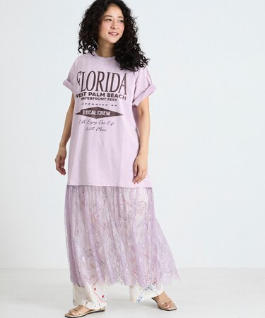 Tシャツ レースドッキング ワンピース