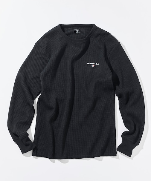 Essentials タイトフィット L/S クルーネック ワッフルTシャツ