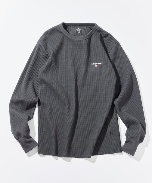 Essentials タイトフィット L/S クルーネック ワッフルTシャツ