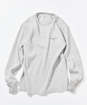 Essentials タイトフィット L/S ヘンリーネック ワッフル Tシャツ
