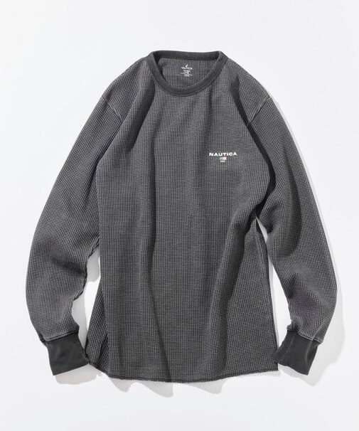 Essentials タイトフィット L/S クルーネック ワッフル ピグメントTシャツ